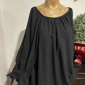 Max Studio Black Crinkled Blouse